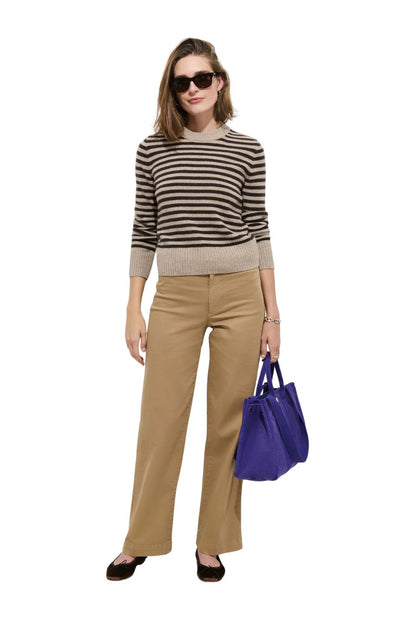 Marais Striped Sweater In Oyster/Espresso