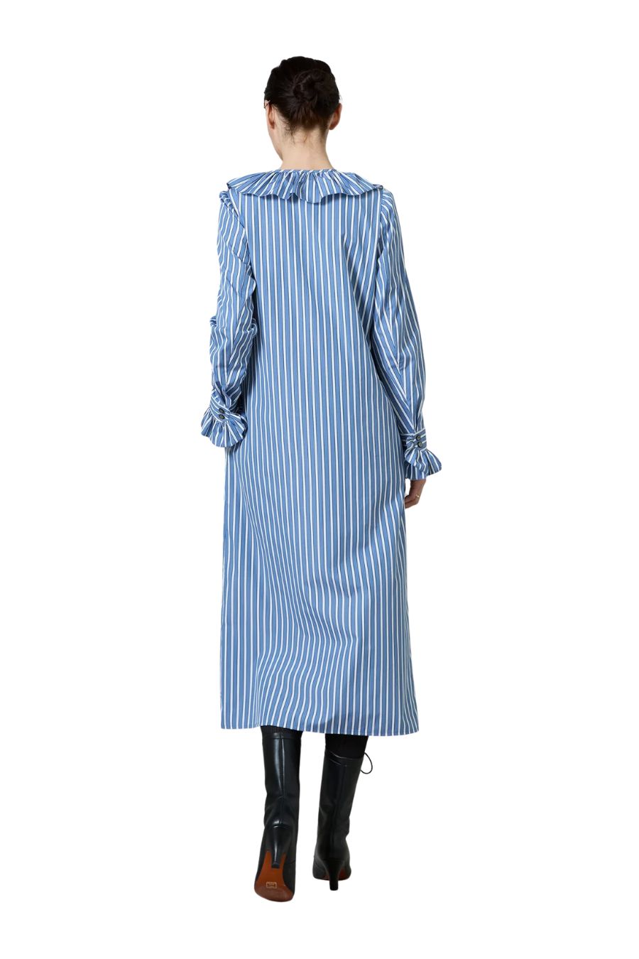 Louise Dress in Grey/White