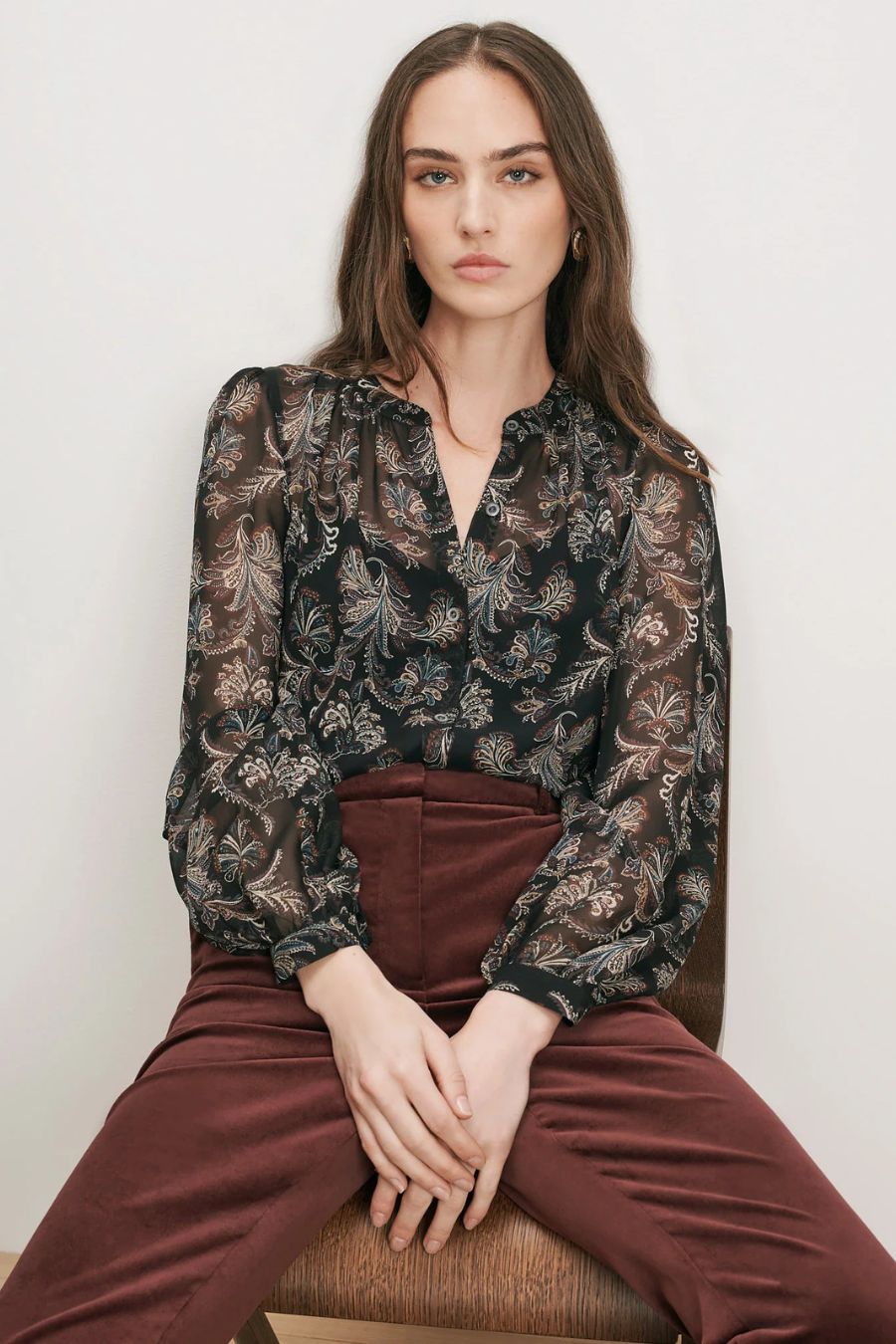 Ashlynn Blouse in Black Multi