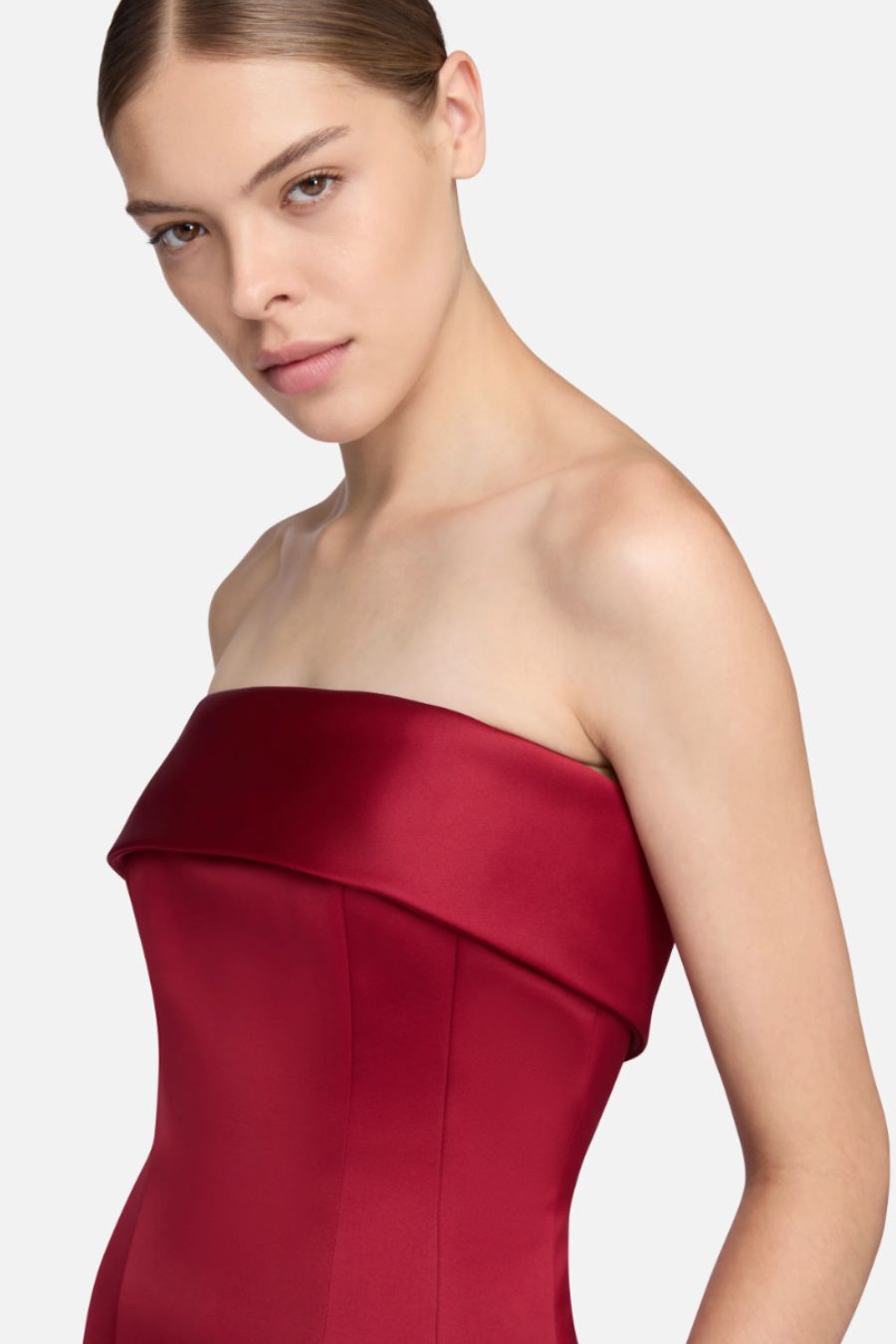 Keeley Dress in Red Duchesse Satin