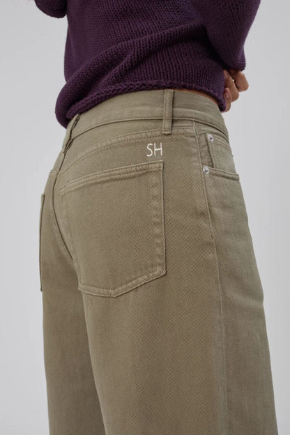 Still Here Everyday Jean in Army Green, alternate view