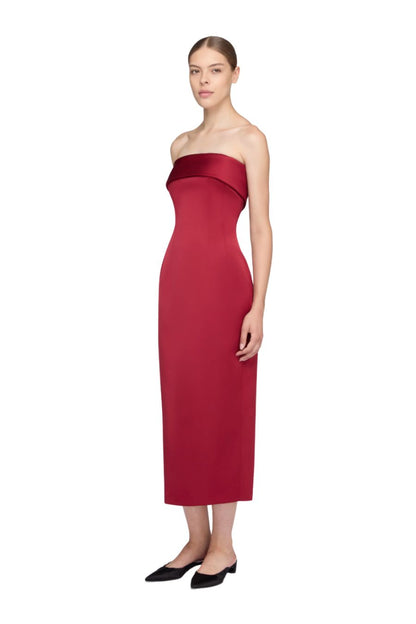 Keeley Dress in Red Duchesse Satin
