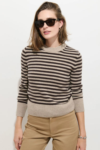 Marais Striped Sweater In Oyster/Espresso