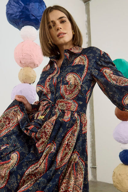 Tenley Dress in Twilight Paisley
