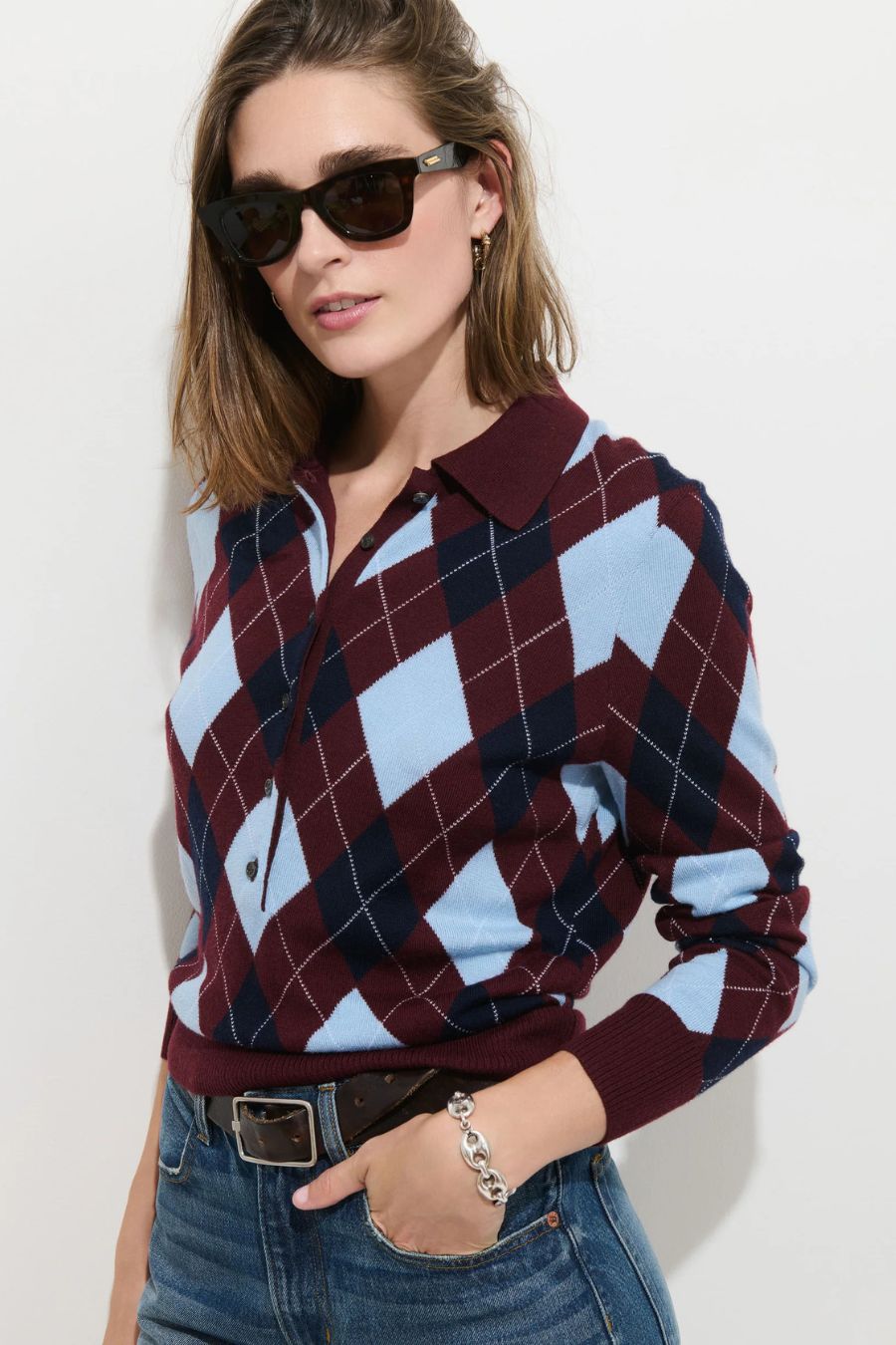Lillian Polo in Argyle Burgundy