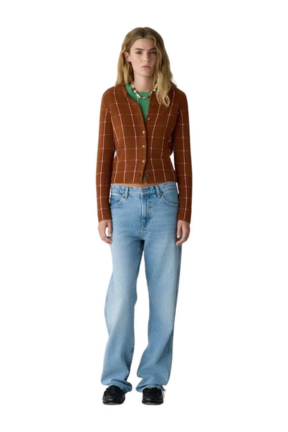 Jane Checker Cardigan in Burnt Sienna/Sprinkle by Guest in Residence