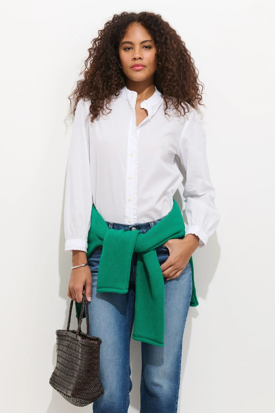 Chantilly Ruffle Shirt in White