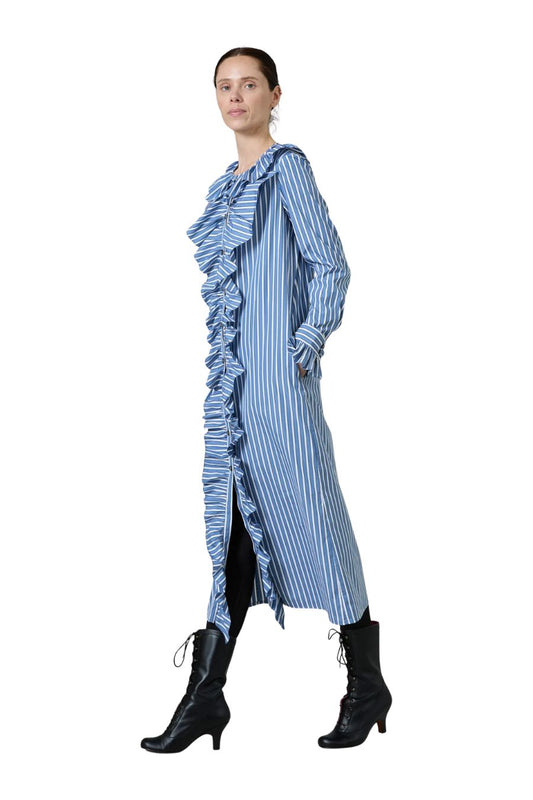 Louise Dress in Grey/White