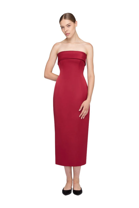 Keeley Dress in Red Duchesse Satin