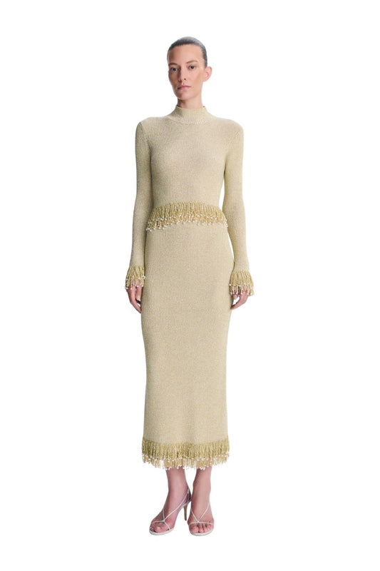 Tali Pearl Fringe Top in Gold