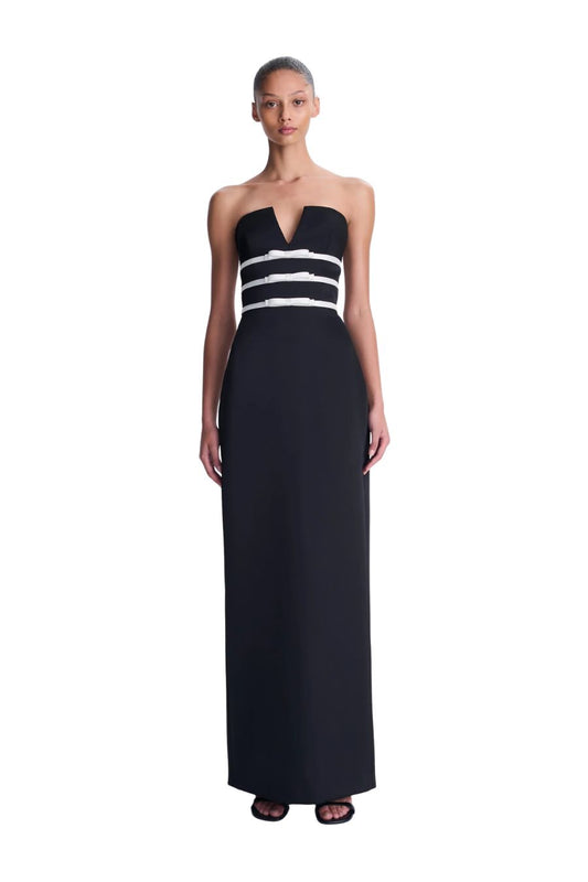 Delore Bustier Gown in Black Frost Multi by Simkhai
