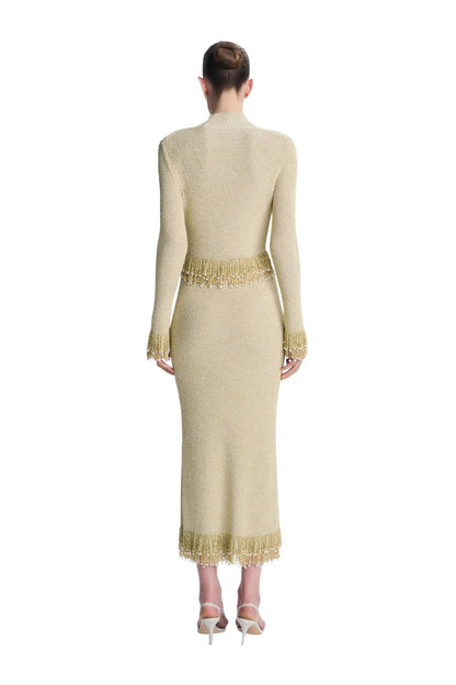 Tali Pearl Fringe Top in Gold