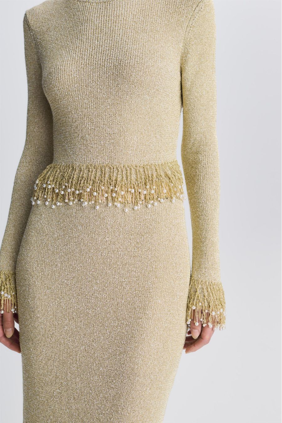 Tali Pearl Fringe Top in Gold