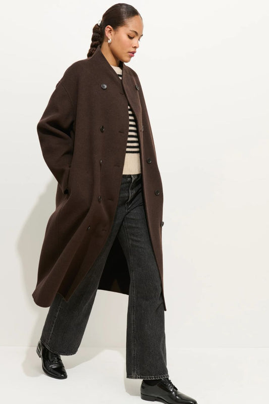 Long Sophia Coat in Chocolate