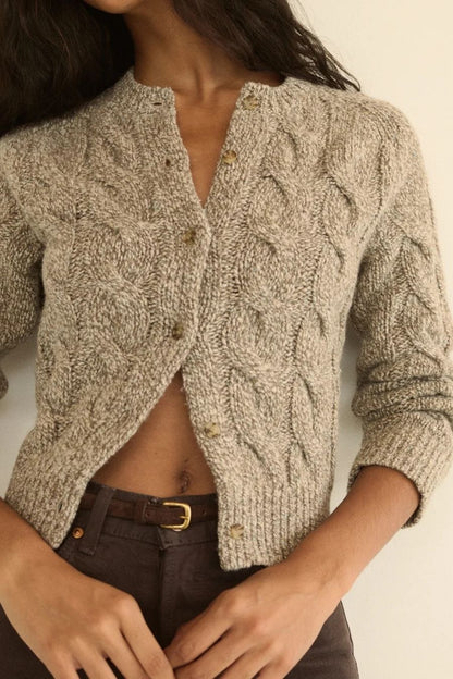 Penrose Cable Cardigan in Gray Marl