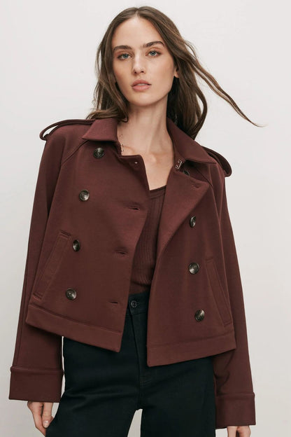 TS Cropped Conneley Trench in Burgundy