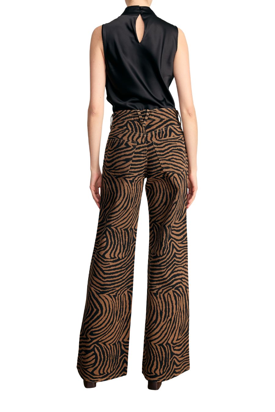 TS Kasey Ziger Print Wide-Leg Jeans in Ochre/Black