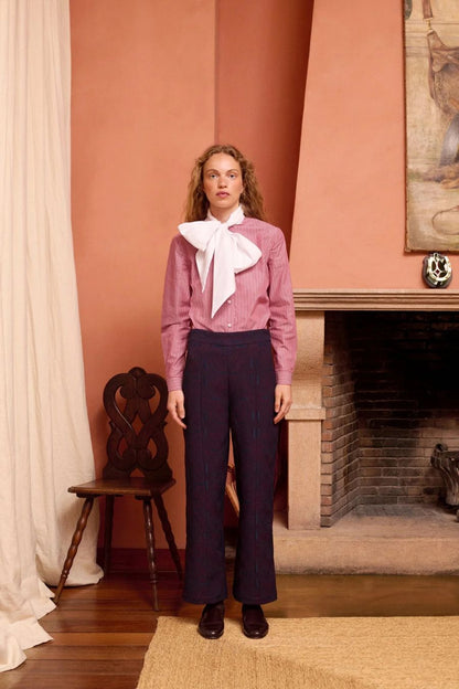 Eliott Pants in Navy Retro Jacquard by Maria De La Orden