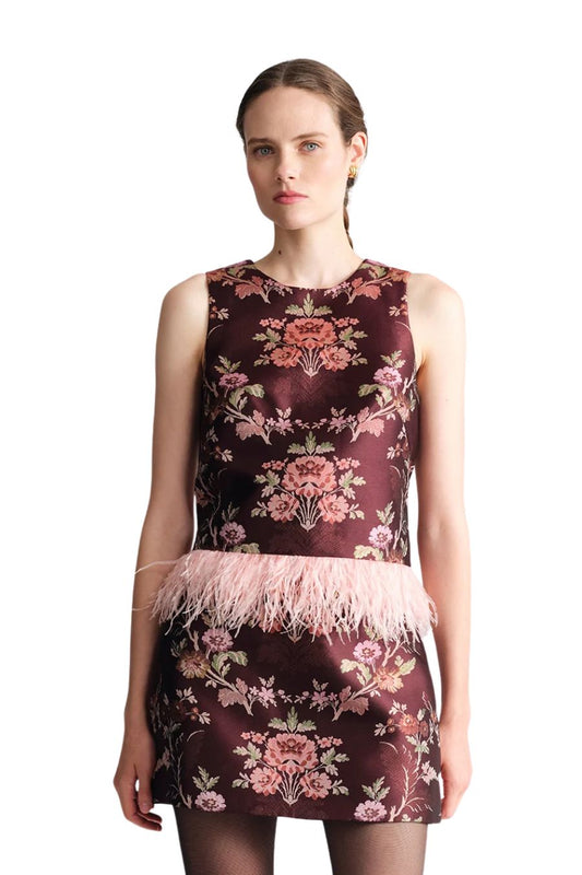 Belmond Top in Trellis Jacquard Maroon