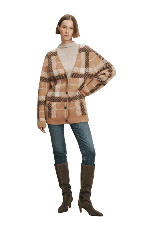 TS Covey Cardigan in Camel Multi