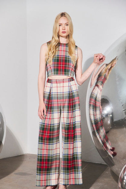 Royce Top in Kensington Plaid Crimson by Hunter Bell