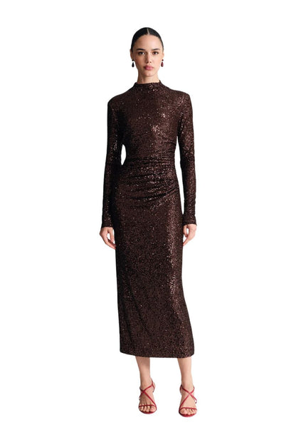 Ryan Dress in Brown Sequins by Cara Cara