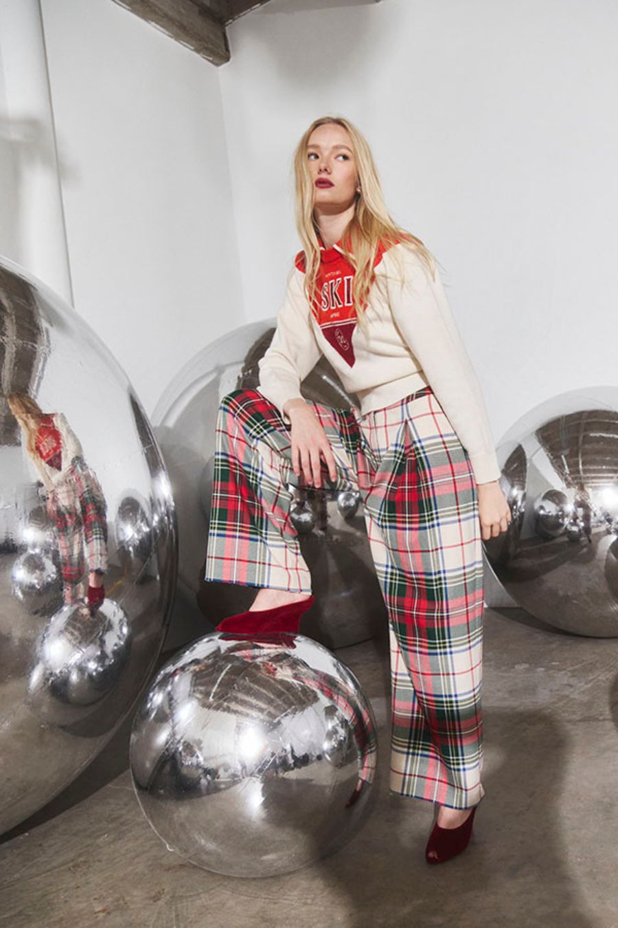 Ridley Pant in Kensington Plaid Crimson