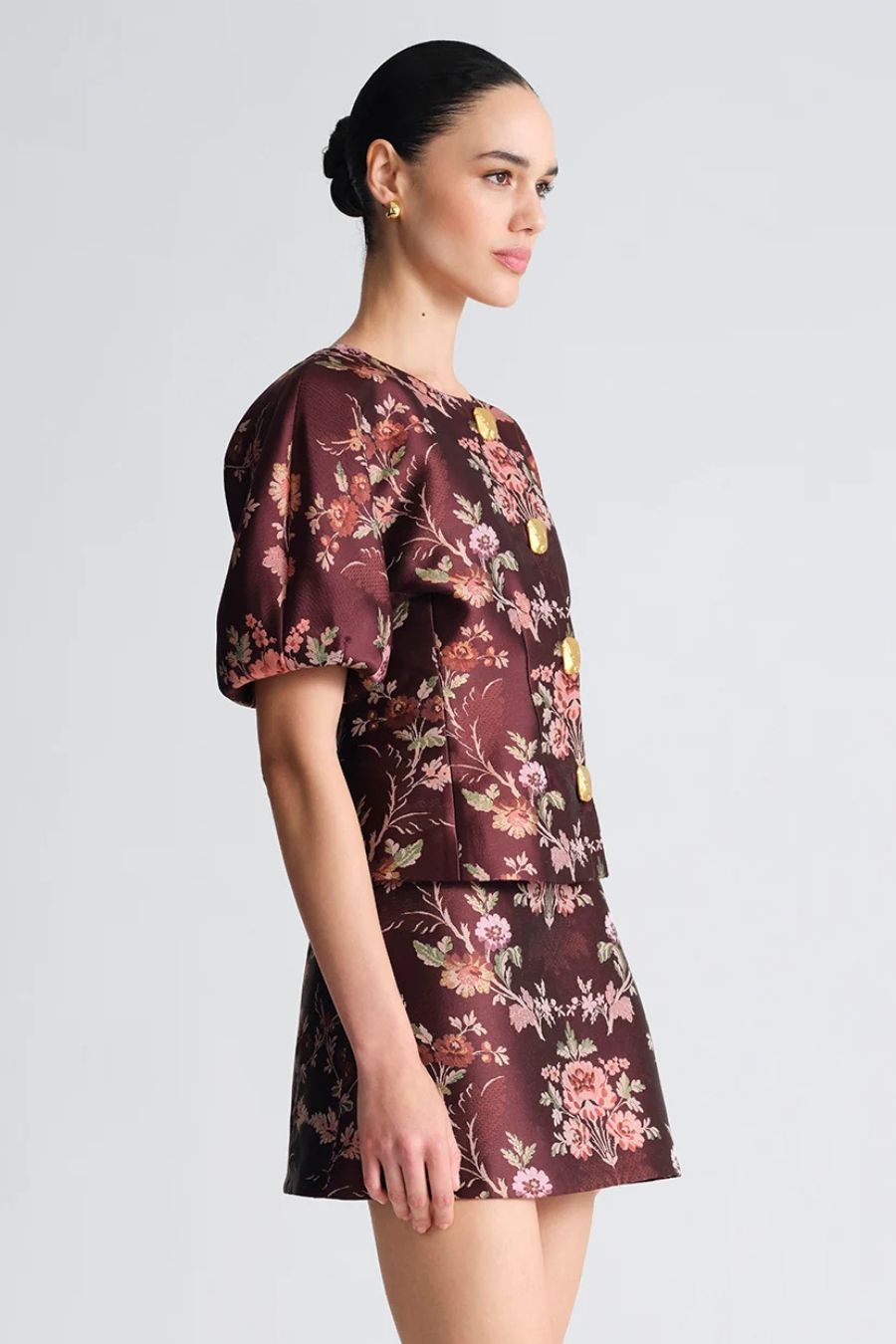Fletcher Top in Trellis Jacquard Maroon
