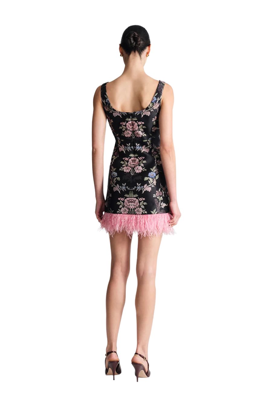 Carlie Mini Dress in Trellis Jacquard Maroon