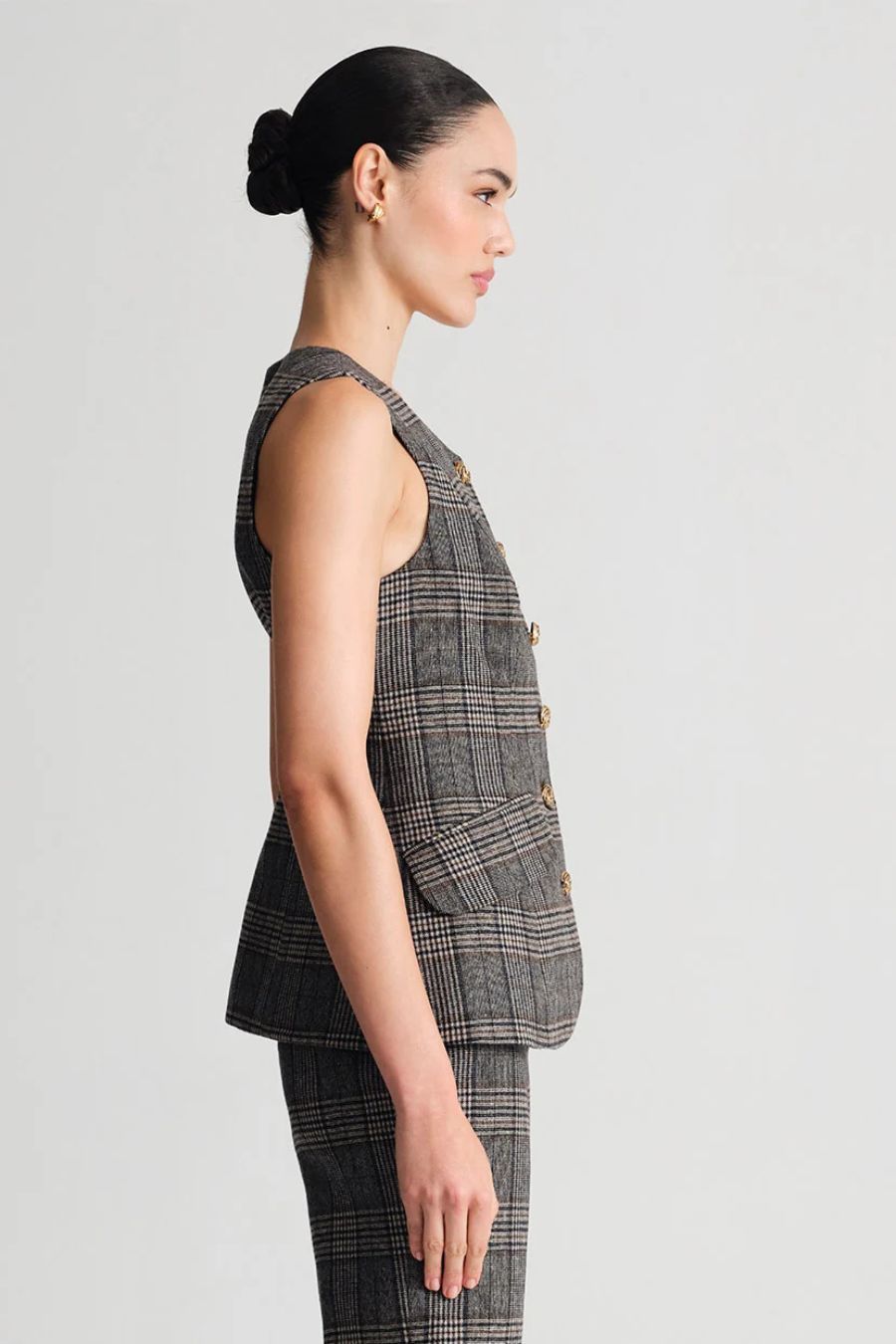 Tess Vest in Keighly Plaid Grey