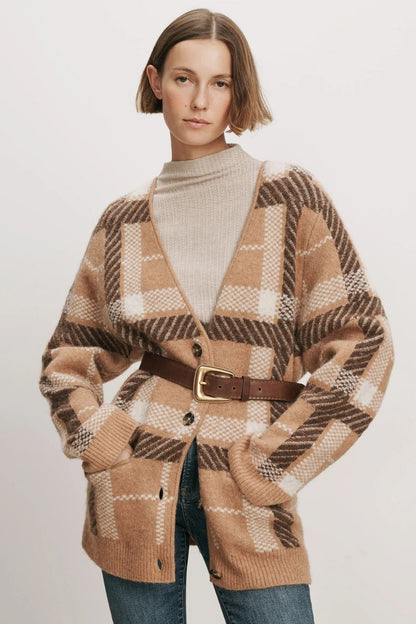 TS Covey Cardigan in Camel Multi