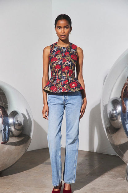 Marlow Top in Palais Floral Gold by Hunter Bell
