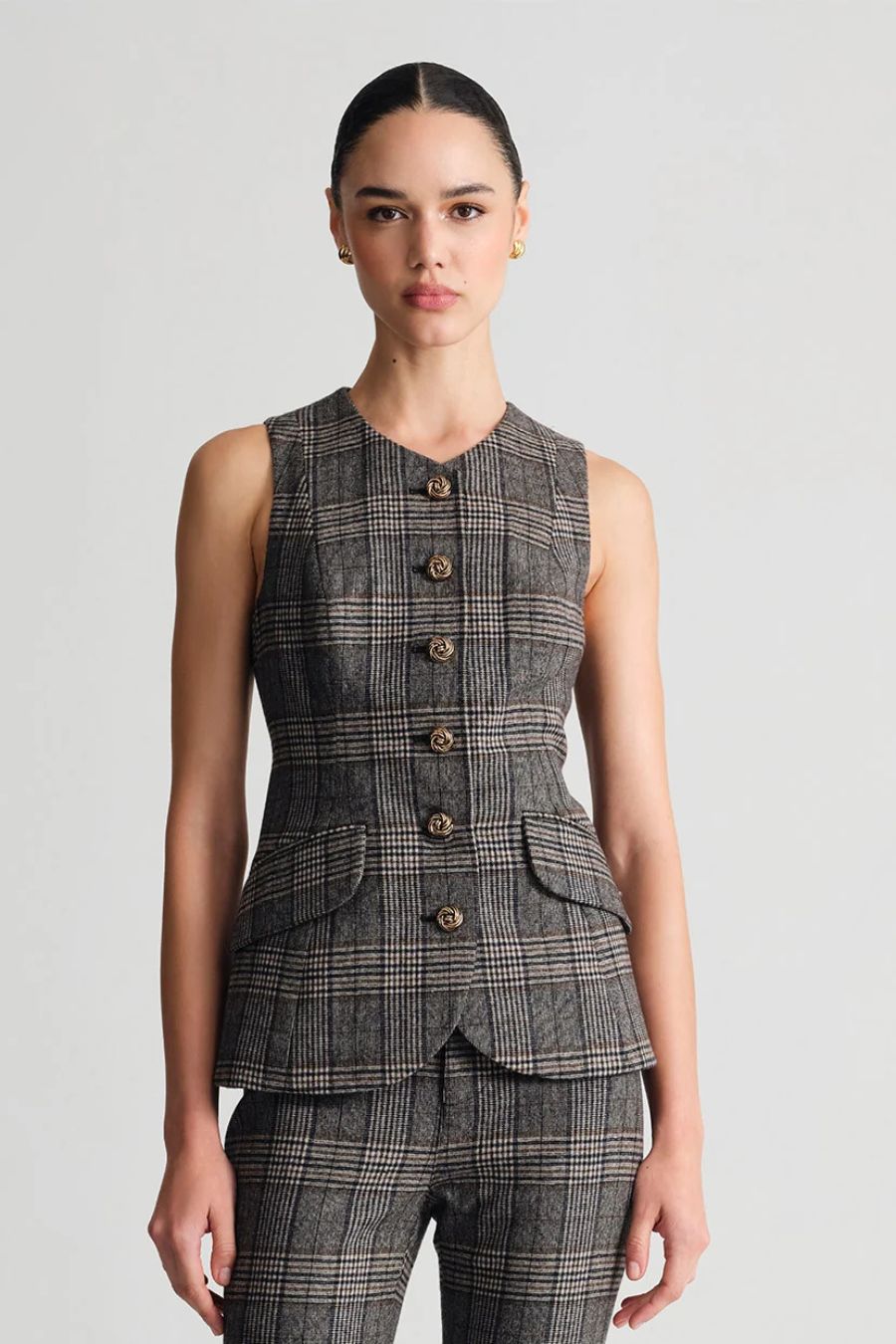 Tess Vest in Keighly Plaid Grey