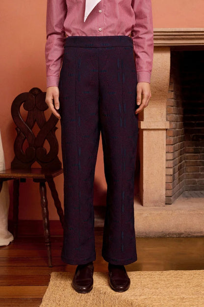 Eliott Pants in Navy Retro Jacquard by Maria De La Orden