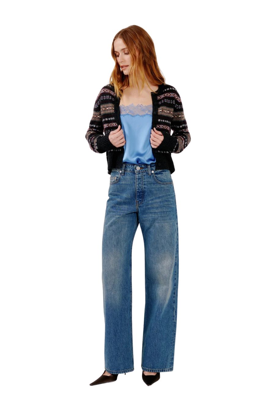 Aline Shrunken Cardigan in Asphalt Heather Multi