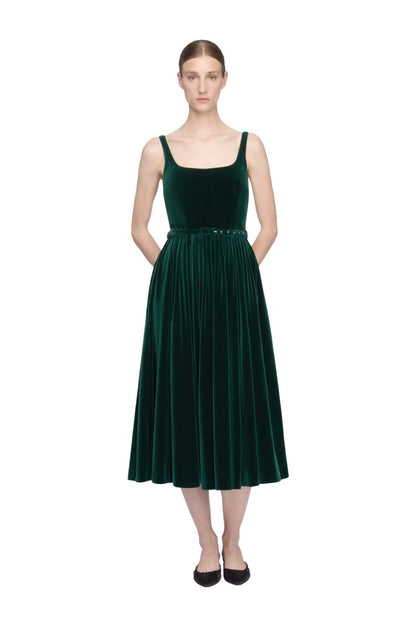 Eagle Dress in Green Velvet by Emilia Wickstead