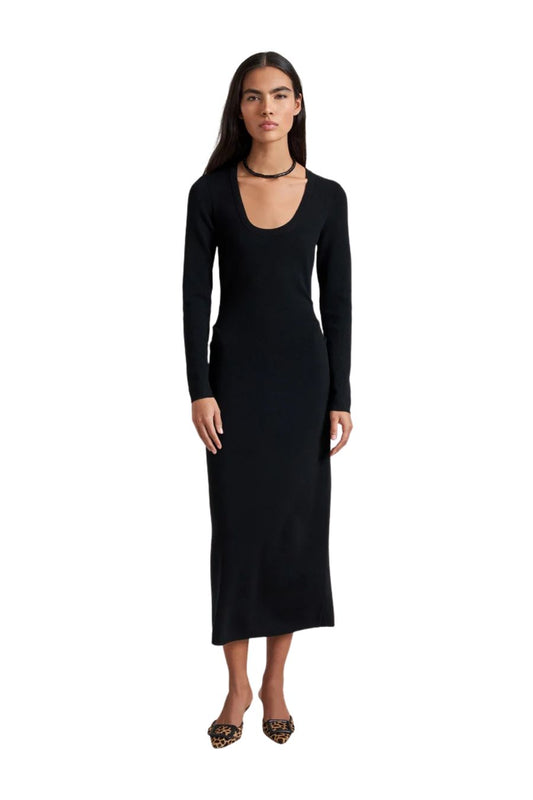Long Sleeve Cap Ferrat Dress in Black by LA LIGNE