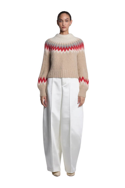 Harper Sweater in Pale Camel/Scarlett Combo