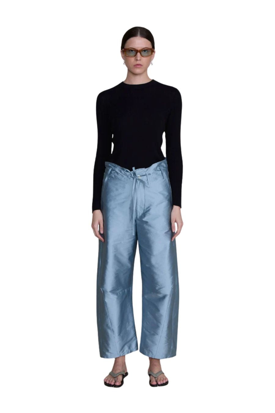 Techno Taffeta Barrel Pant in Bath Blue