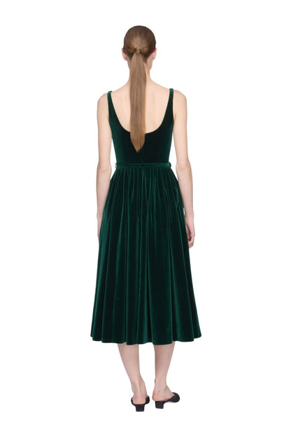 Eagle Dress in Green Velvet by Emilia Wickstead