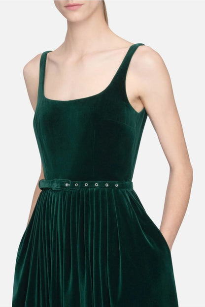 Eagle Dress in Green Velvet by Emilia Wickstead