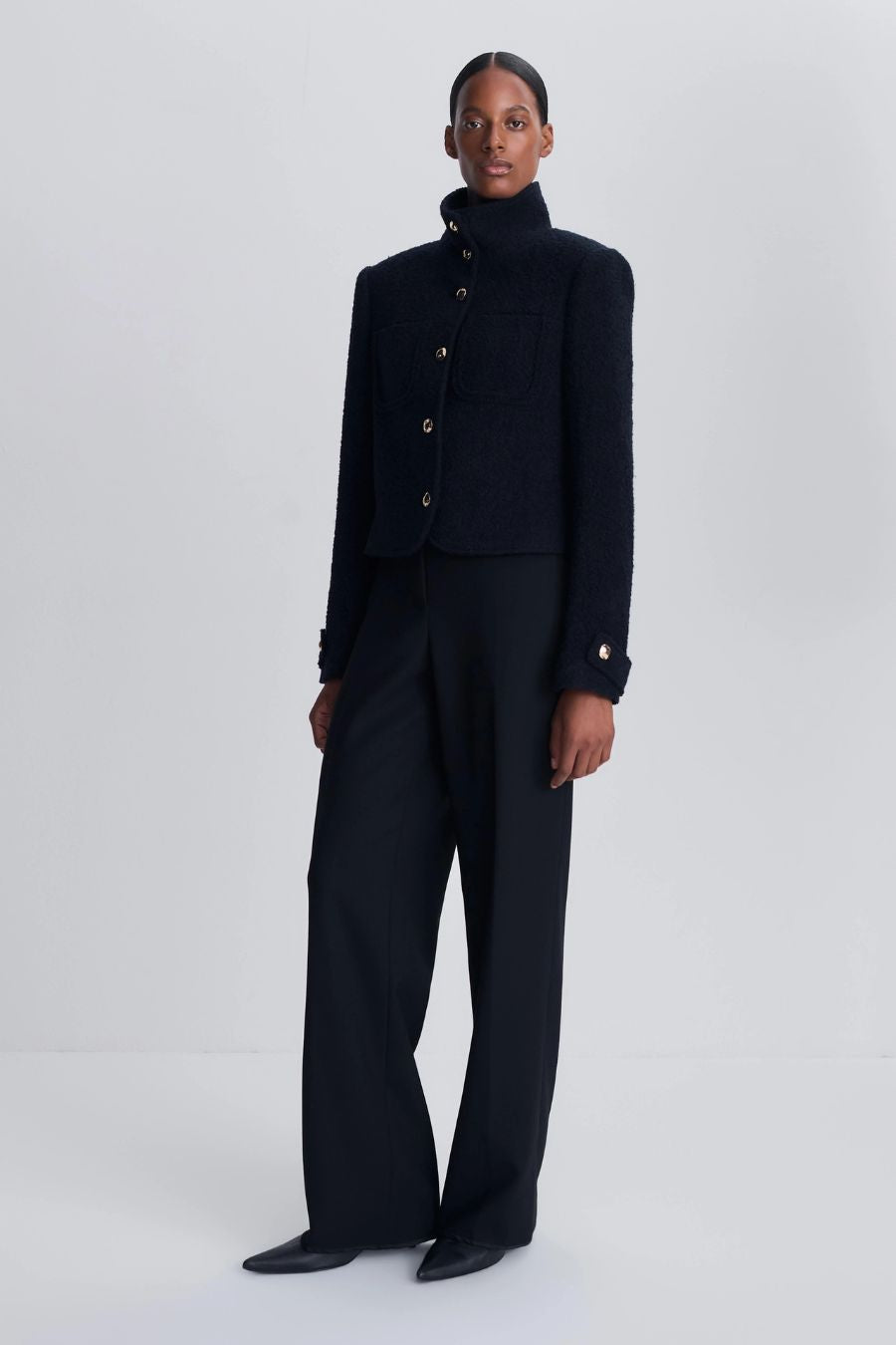 Wilcox Textured Wool Jacket in Black by Simkhai