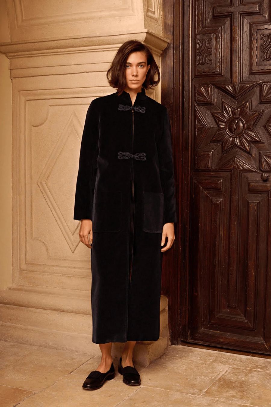 Carnot Coat in Navy Velvet by Bunny & Babe Winnetka