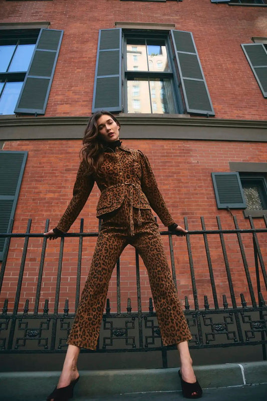 Hills Pant in Soho Leopard Camel by Hunter Bell