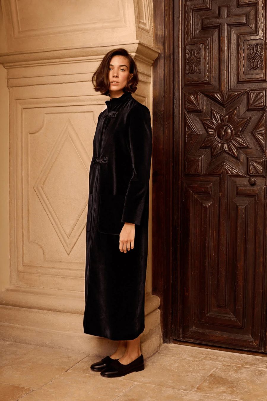 Carnot Coat in Navy Velvet by Bunny & Babe Winnetka
