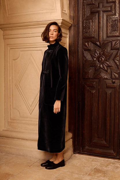 Carnot Coat in Navy Velvet by Bunny & Babe Winnetka