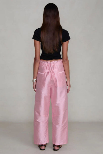 Techno Taffeta Barrel Pant in Rose