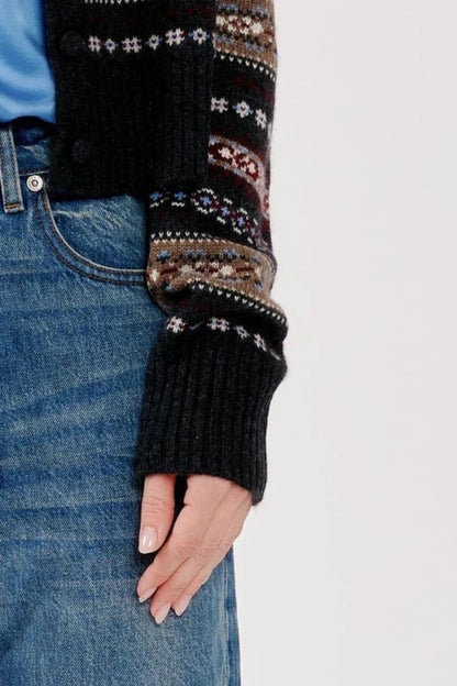 Aline Shrunken Cardigan in Asphalt Heather Multi