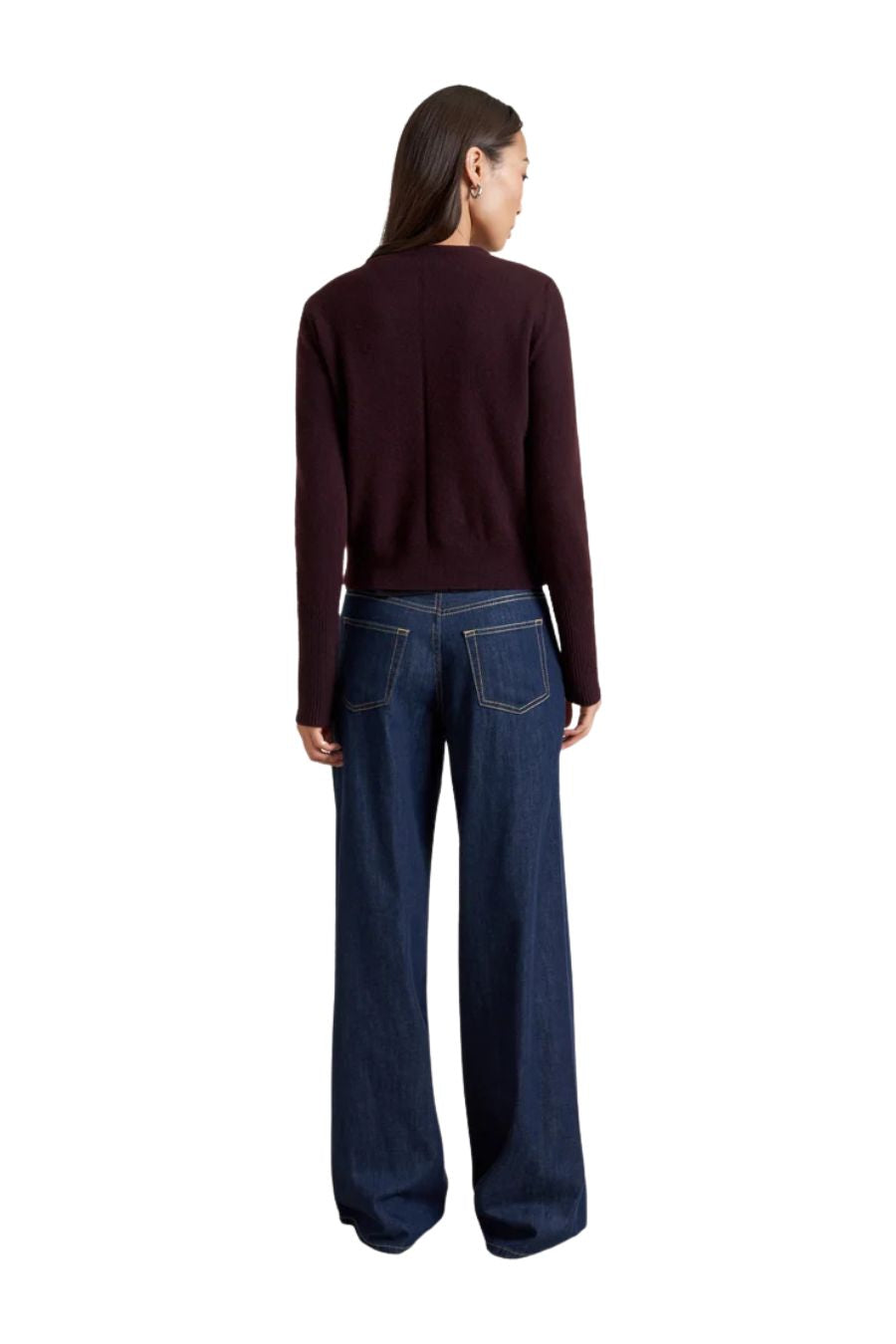 Solid Lean Lines Cardigan in Port by LA LIGNE