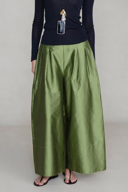 Techno Taffeta Ultra Wide Leg Trouser in Tulip Stem